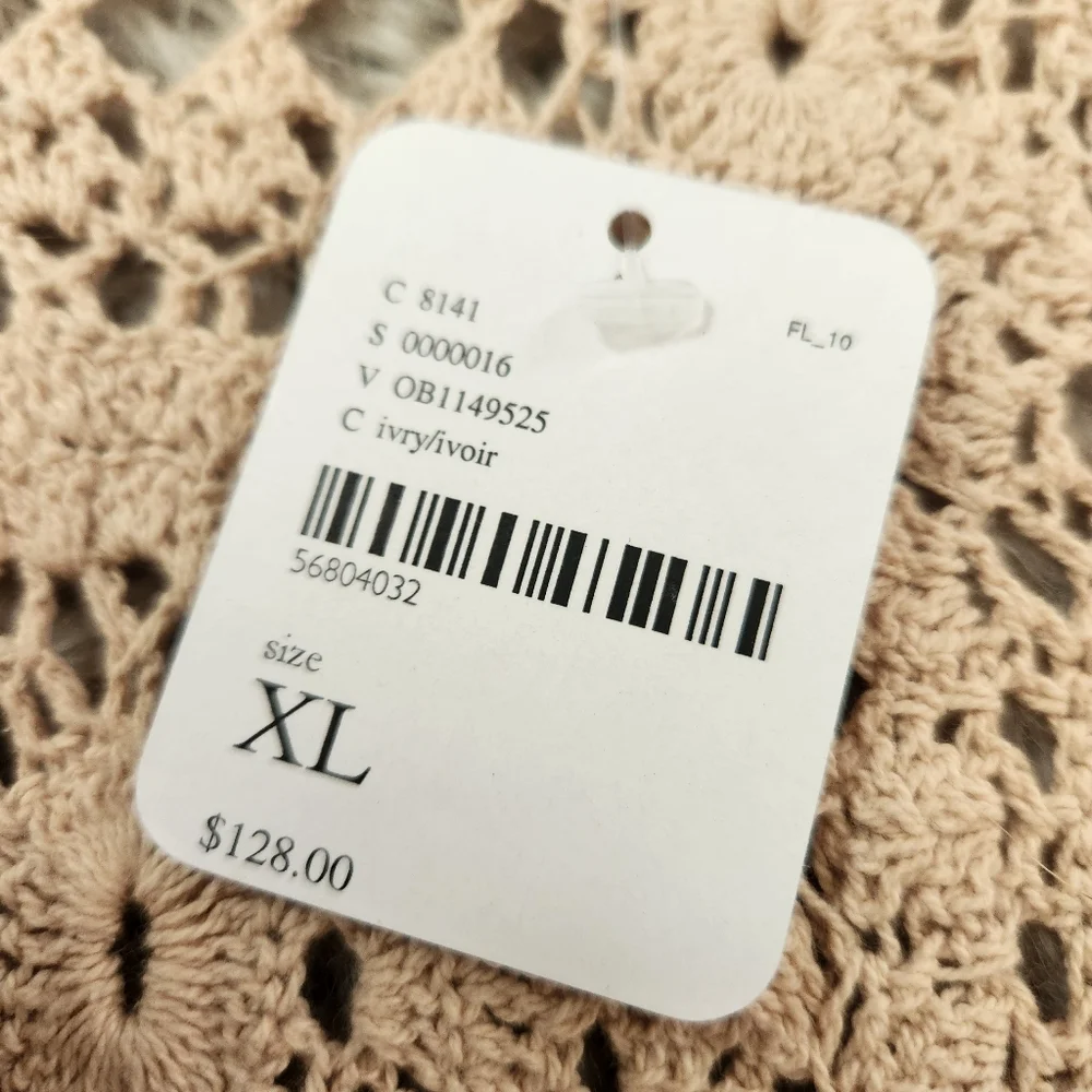 Free People‎ Intimately FP Sand Dune Crochet Bodysuit In Nude Womens Size XL